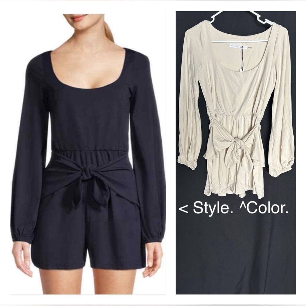 Susana Monaco NWT Scoop Neck Tie Front Romper in Blanched Almond (A11))
